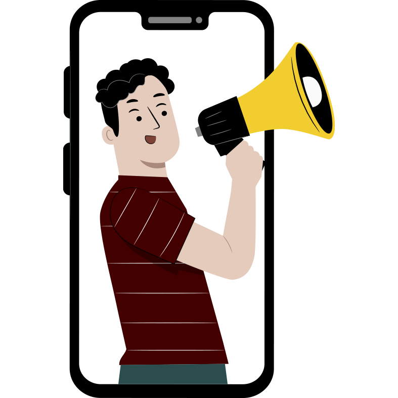 a cartoon of a man holding a megaphone